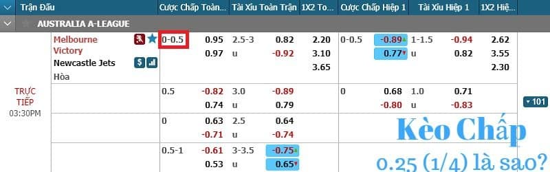 Kèo Chấp 0.25, 1/4, 0-0.5 Đồng Banh Nữa Trái